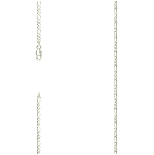 Sterling Silver Pave Super Flat Figaro Chain