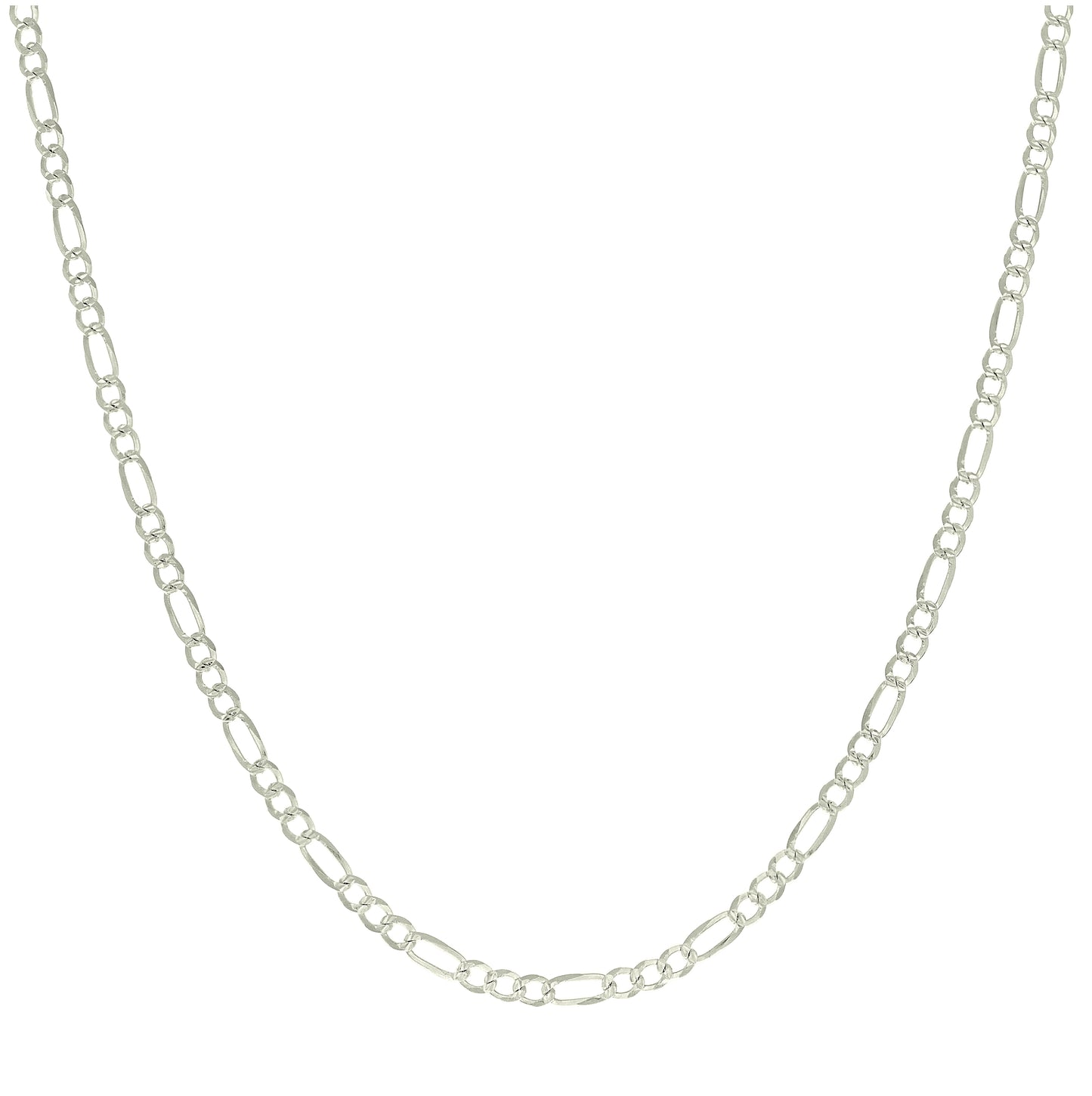 Sterling Silver Pave Super Flat Figaro Chain