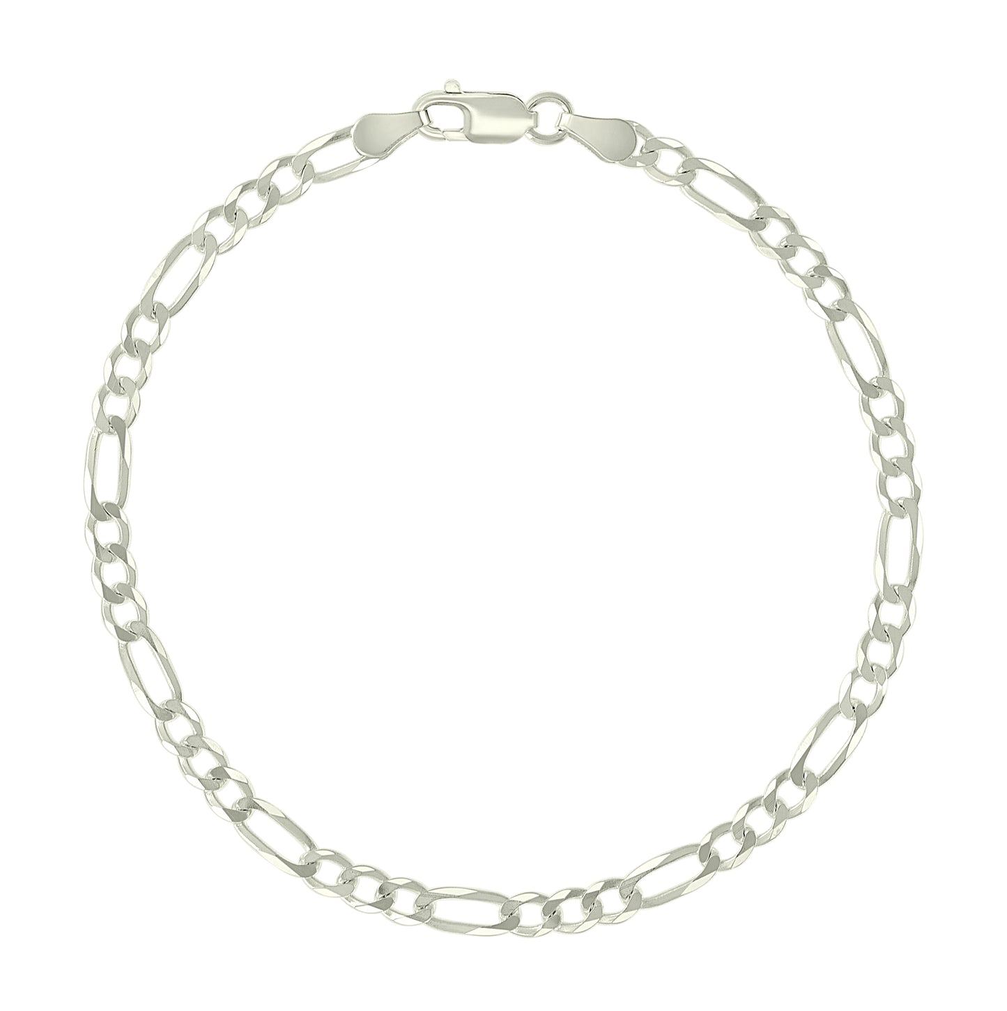 Sterling Silver Pave Super Flat Figaro Chain