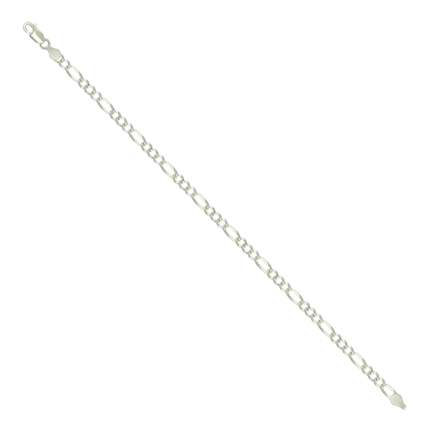 Sterling Silver Pave Super Flat Figaro Chain