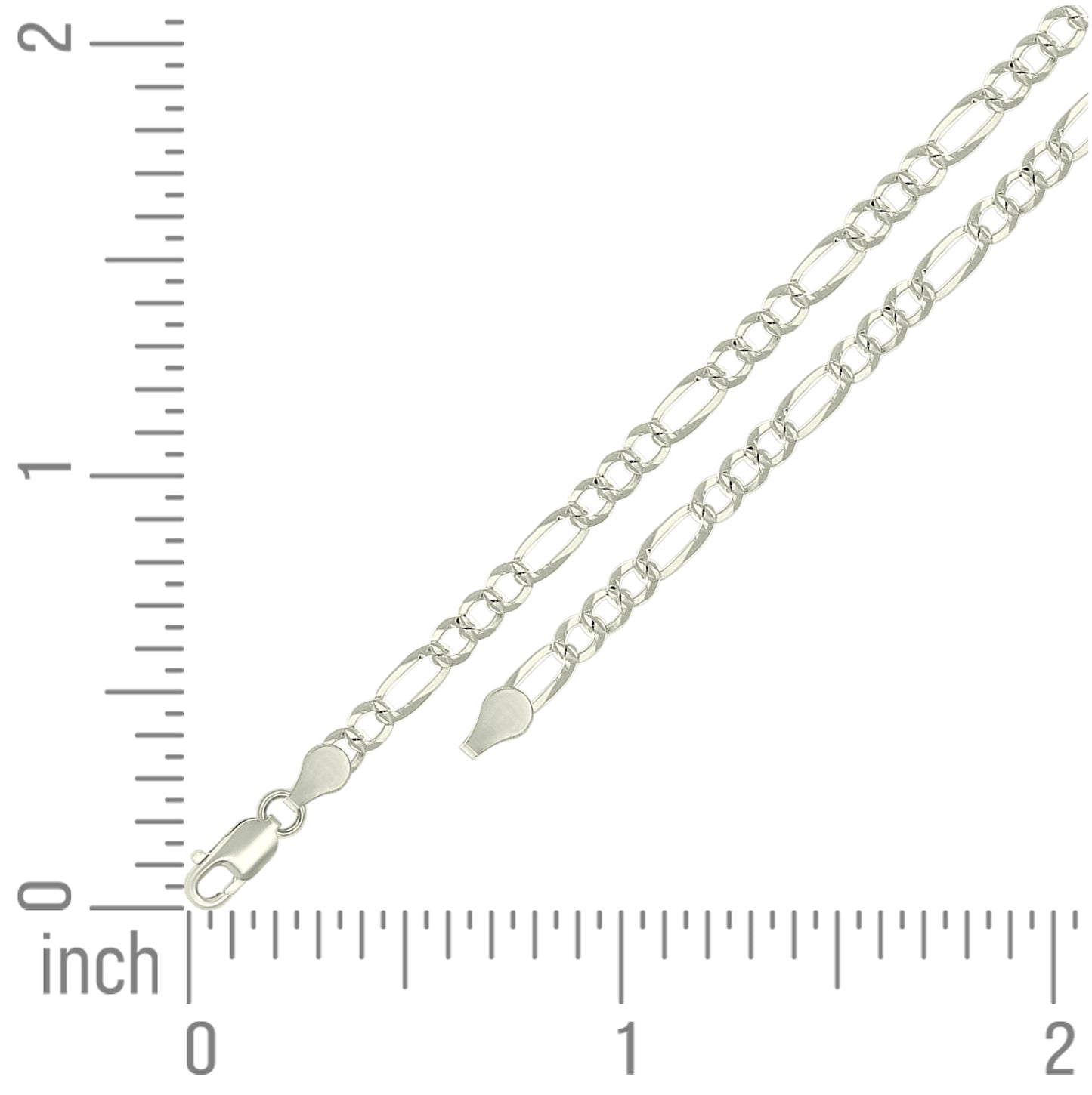 Sterling Silver Pave Super Flat Figaro Chain