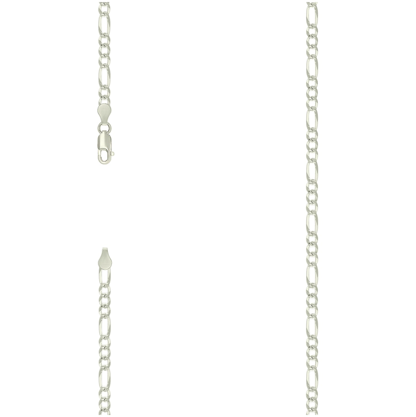Sterling Silver Pave Super Flat Figaro Chain