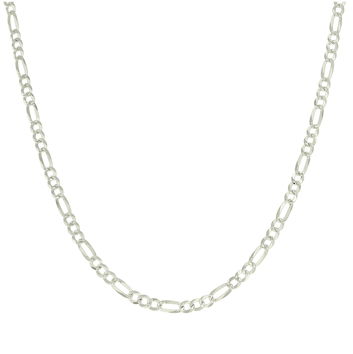 Sterling Silver Pave Super Flat Figaro Chain