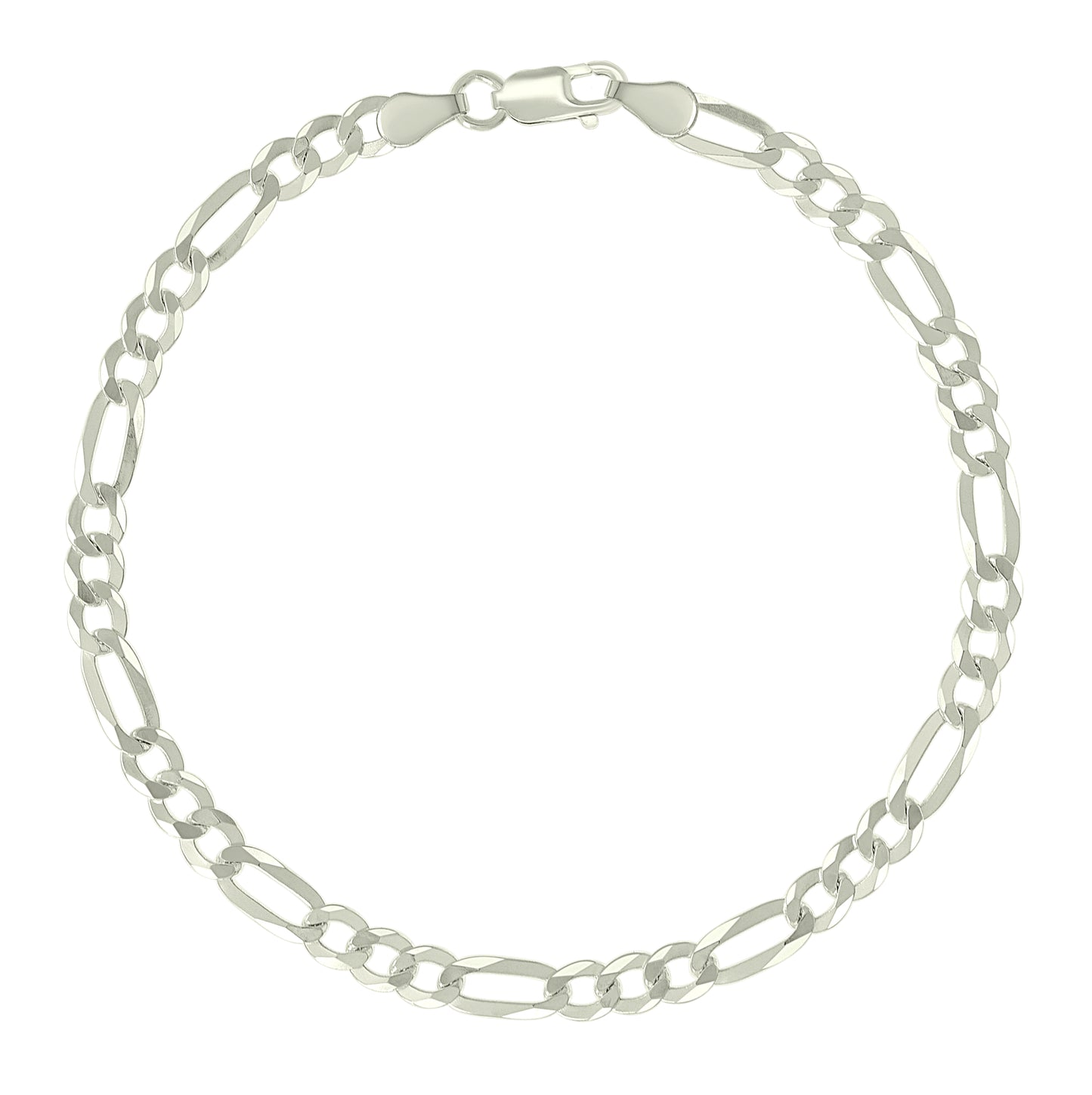 Sterling Silver Pave Super Flat Figaro Chain