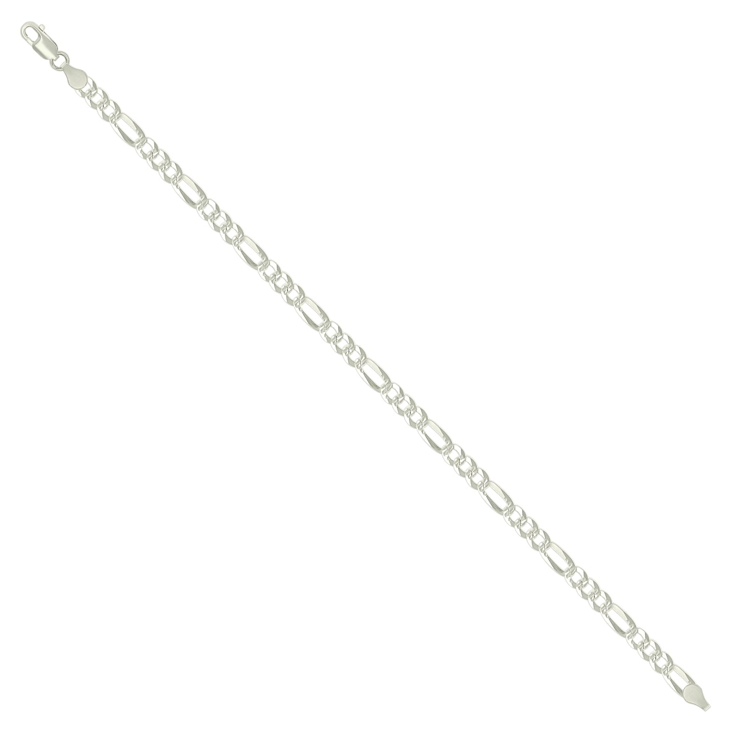 Sterling Silver Pave Super Flat Figaro Chain