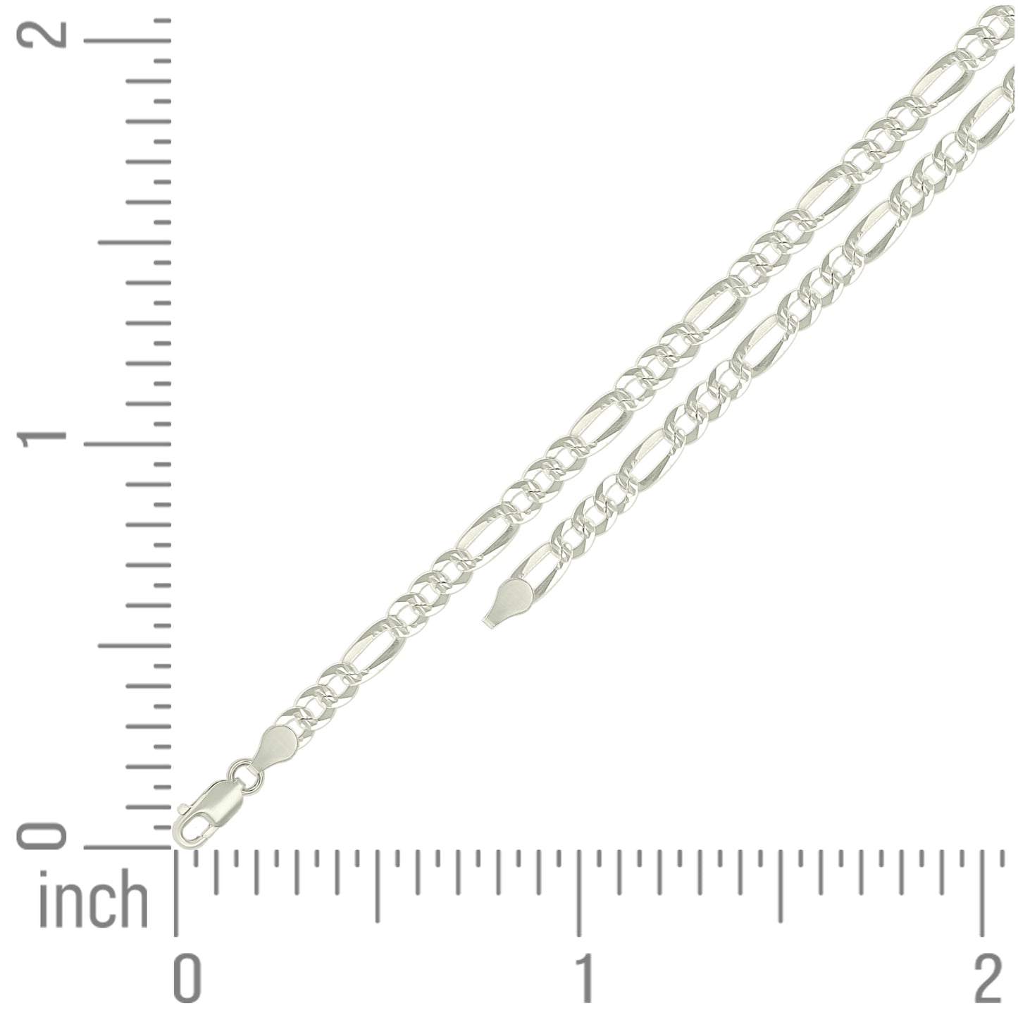 Sterling Silver Pave Super Flat Figaro Chain