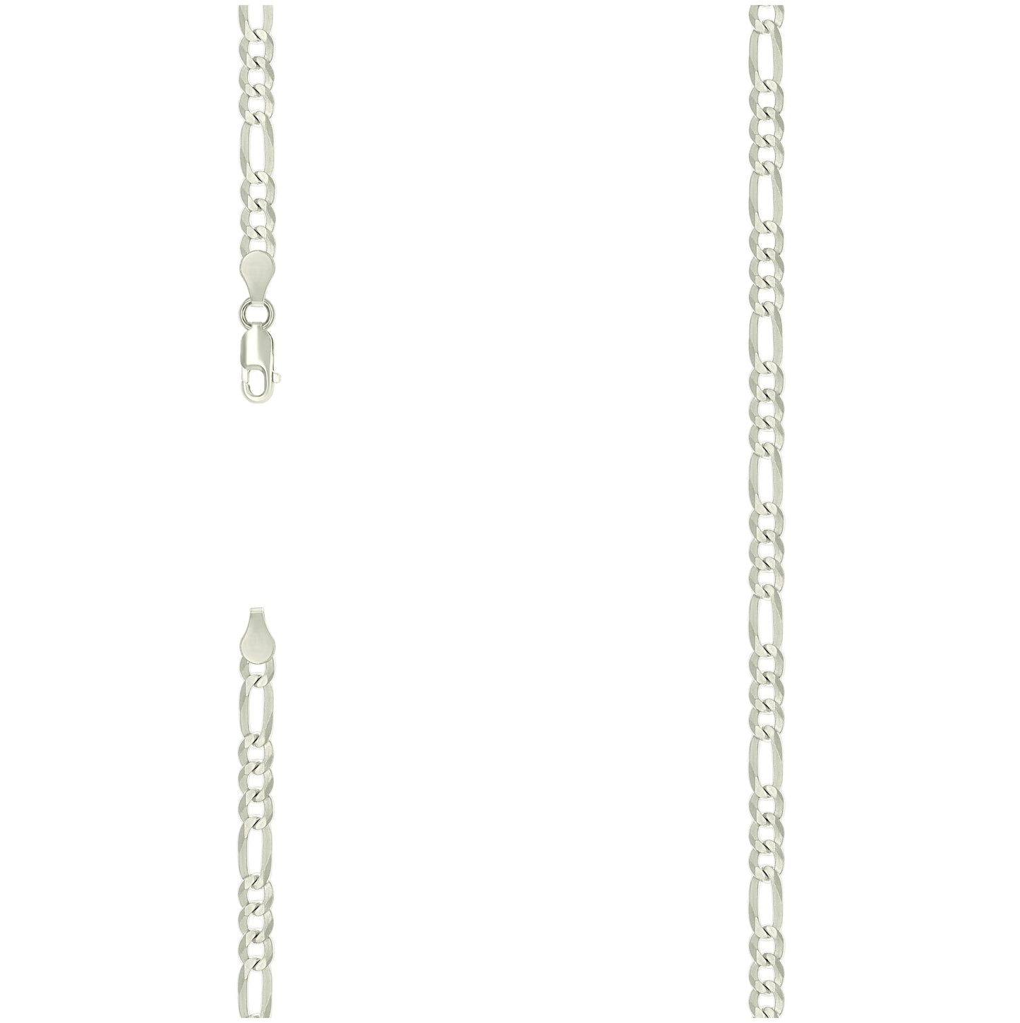 Sterling Silver Pave Super Flat Figaro Chain