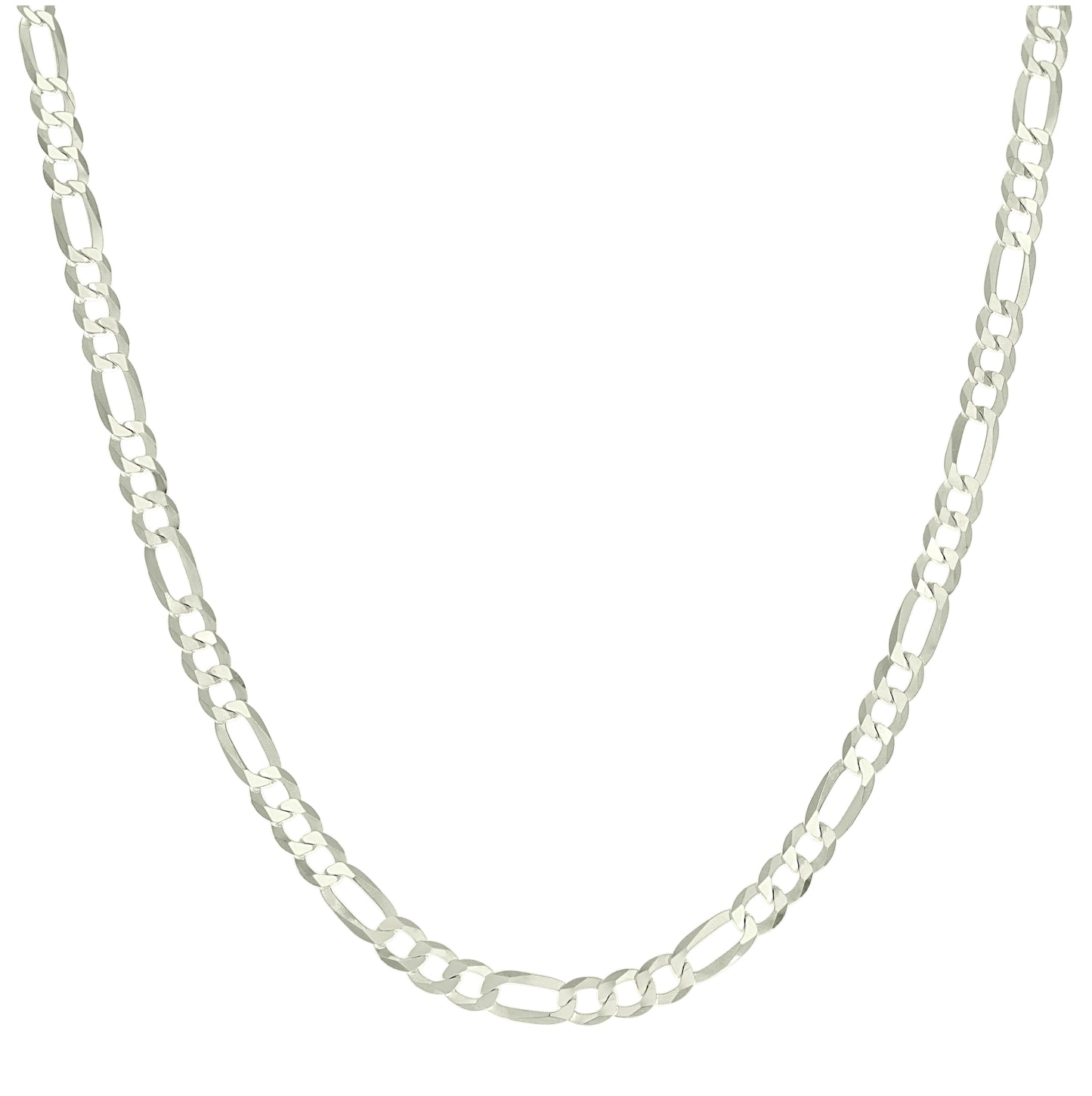 Sterling Silver Pave Super Flat Figaro Chain