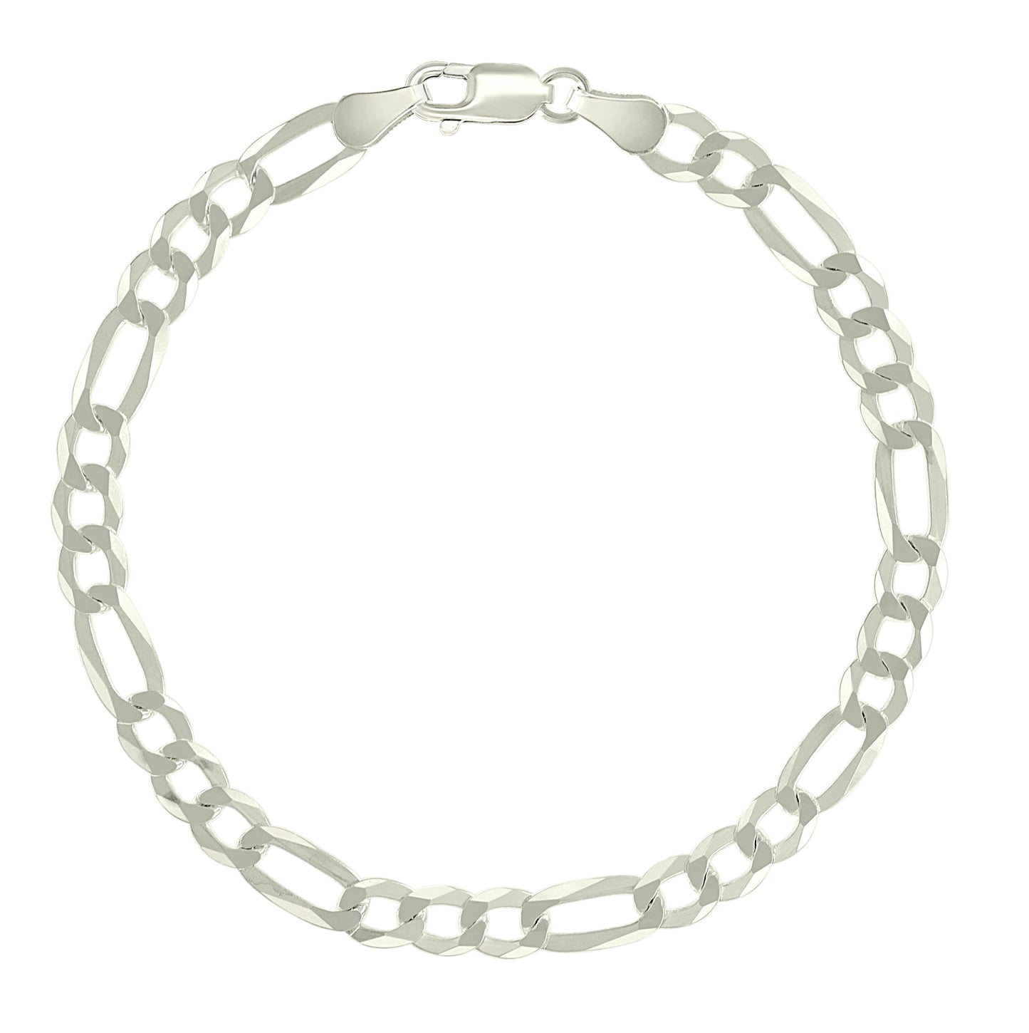 Sterling Silver Pave Super Flat Figaro Chain