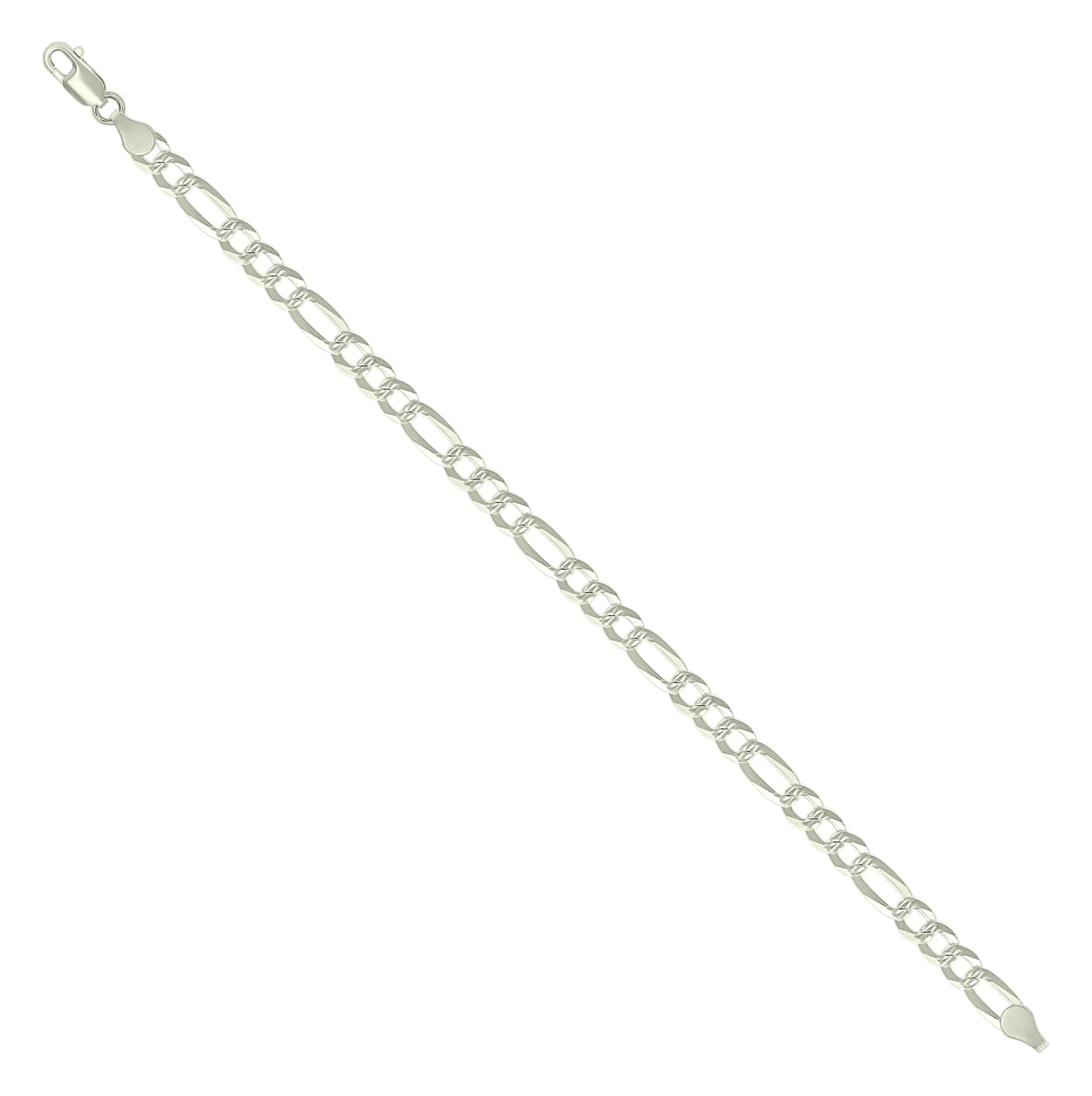 Sterling Silver Pave Super Flat Figaro Chain
