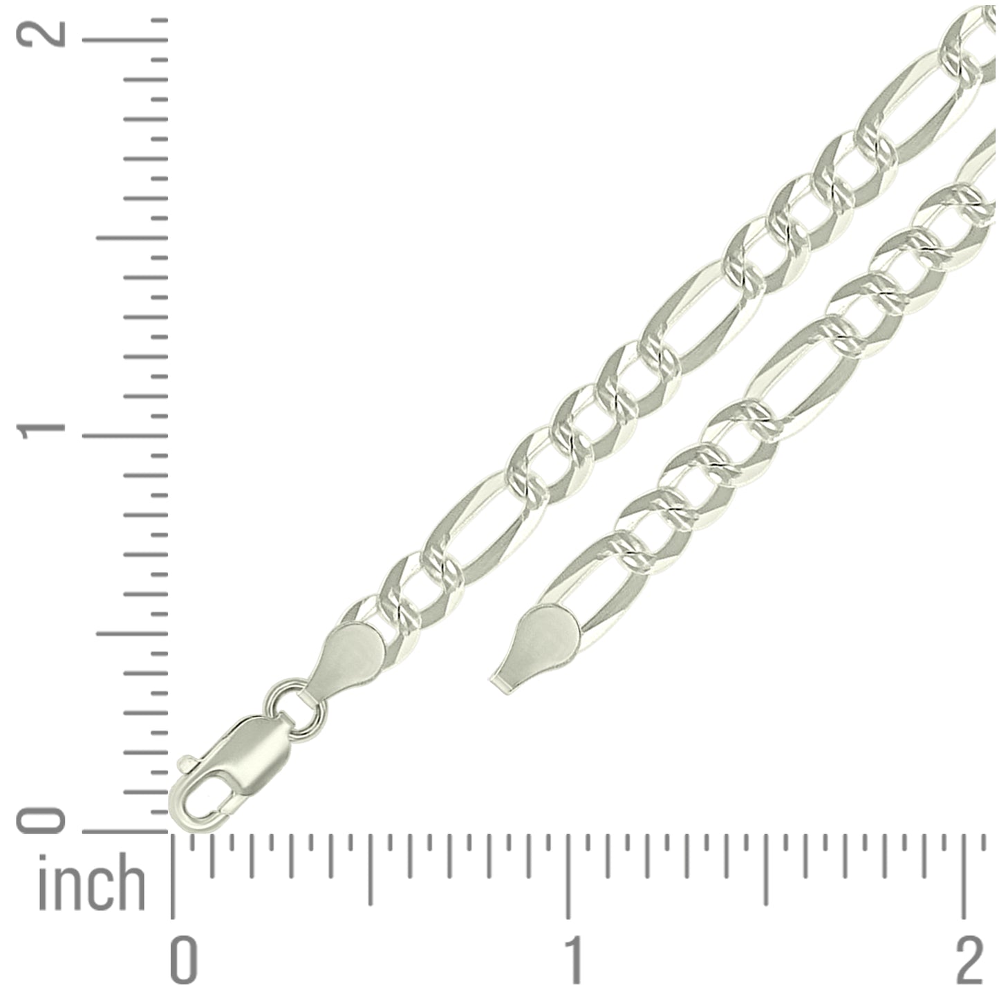 Sterling Silver Pave Super Flat Figaro Chain