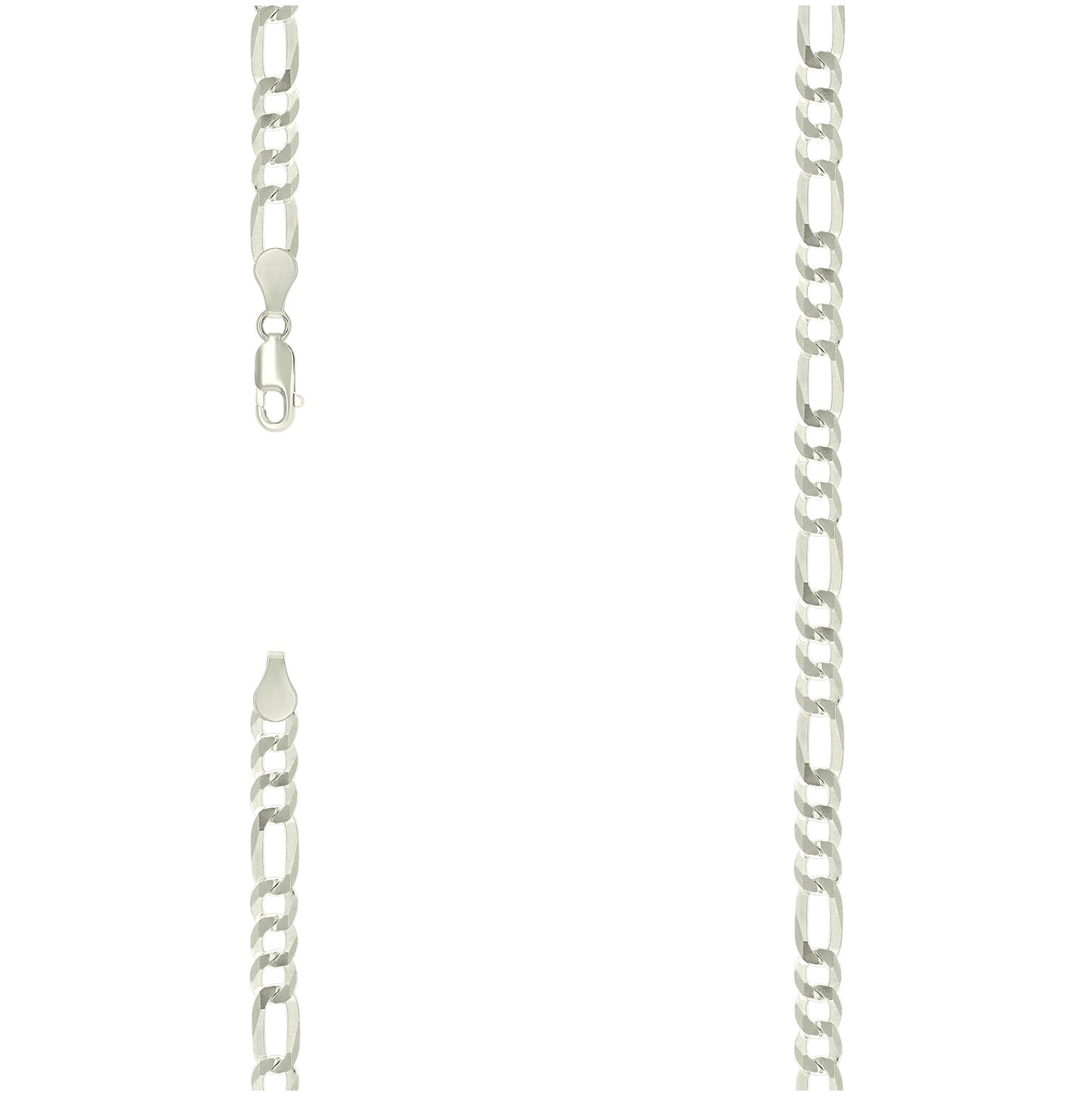 Sterling Silver Pave Super Flat Figaro Chain
