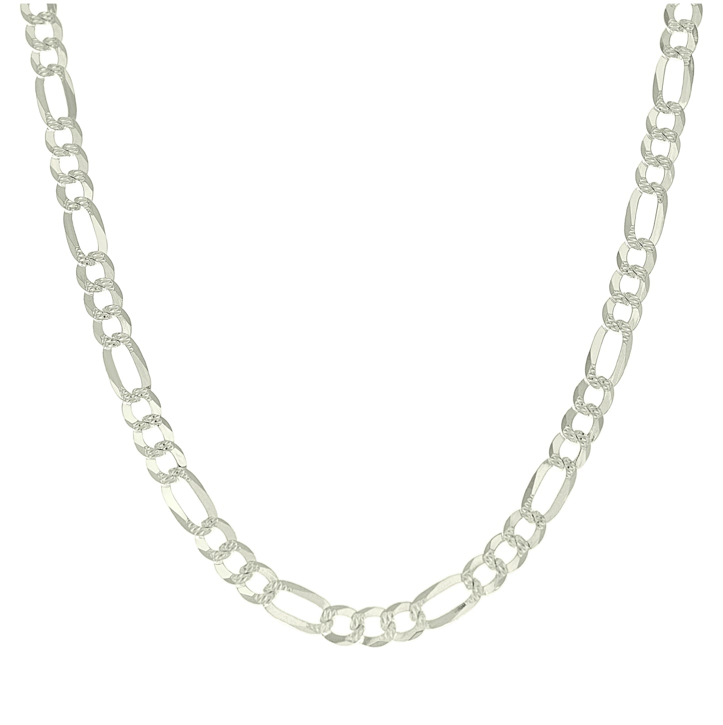Sterling Silver Pave Super Flat Figaro Chain