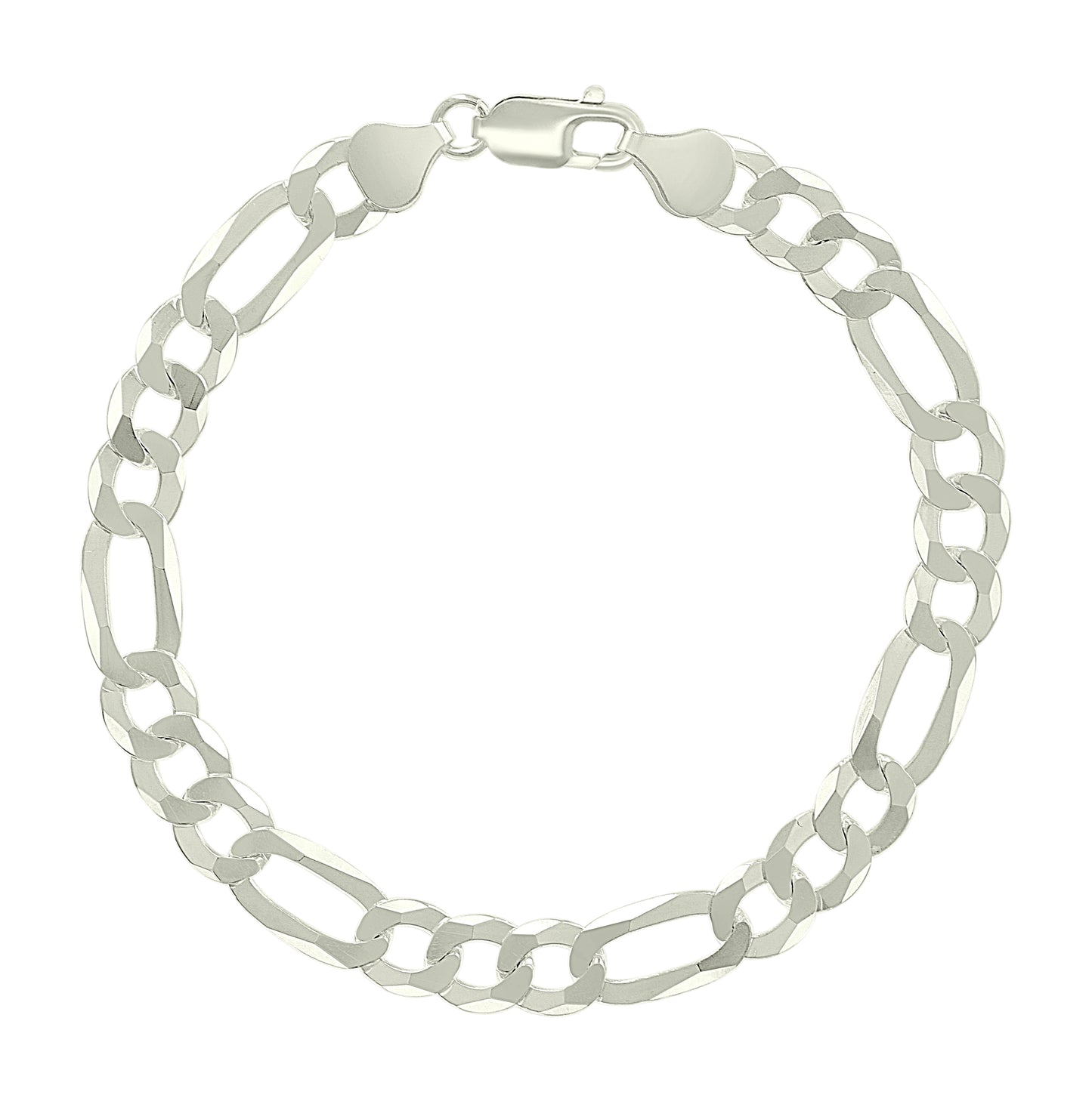 Sterling Silver Pave Super Flat Figaro Chain