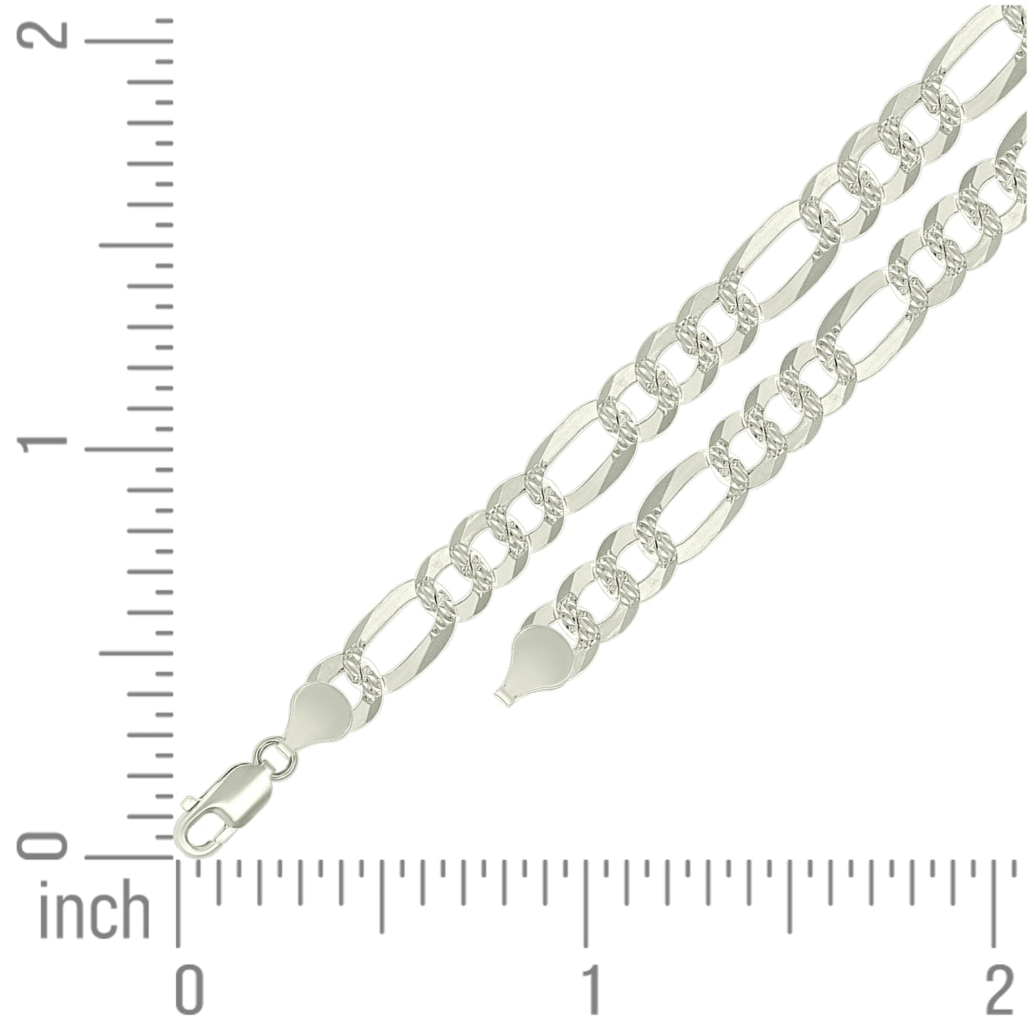 Sterling Silver Pave Super Flat Figaro Chain