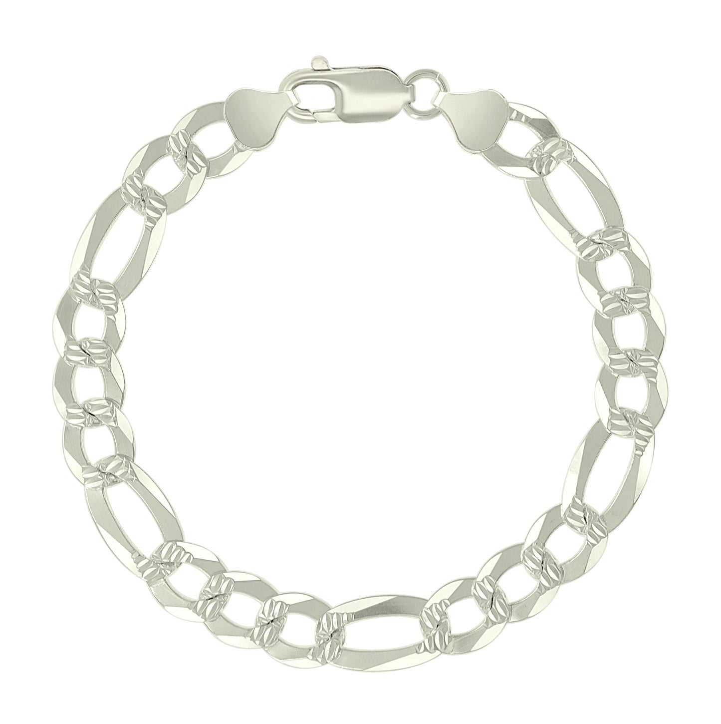 Sterling Silver Pave Super Flat Figaro Chain