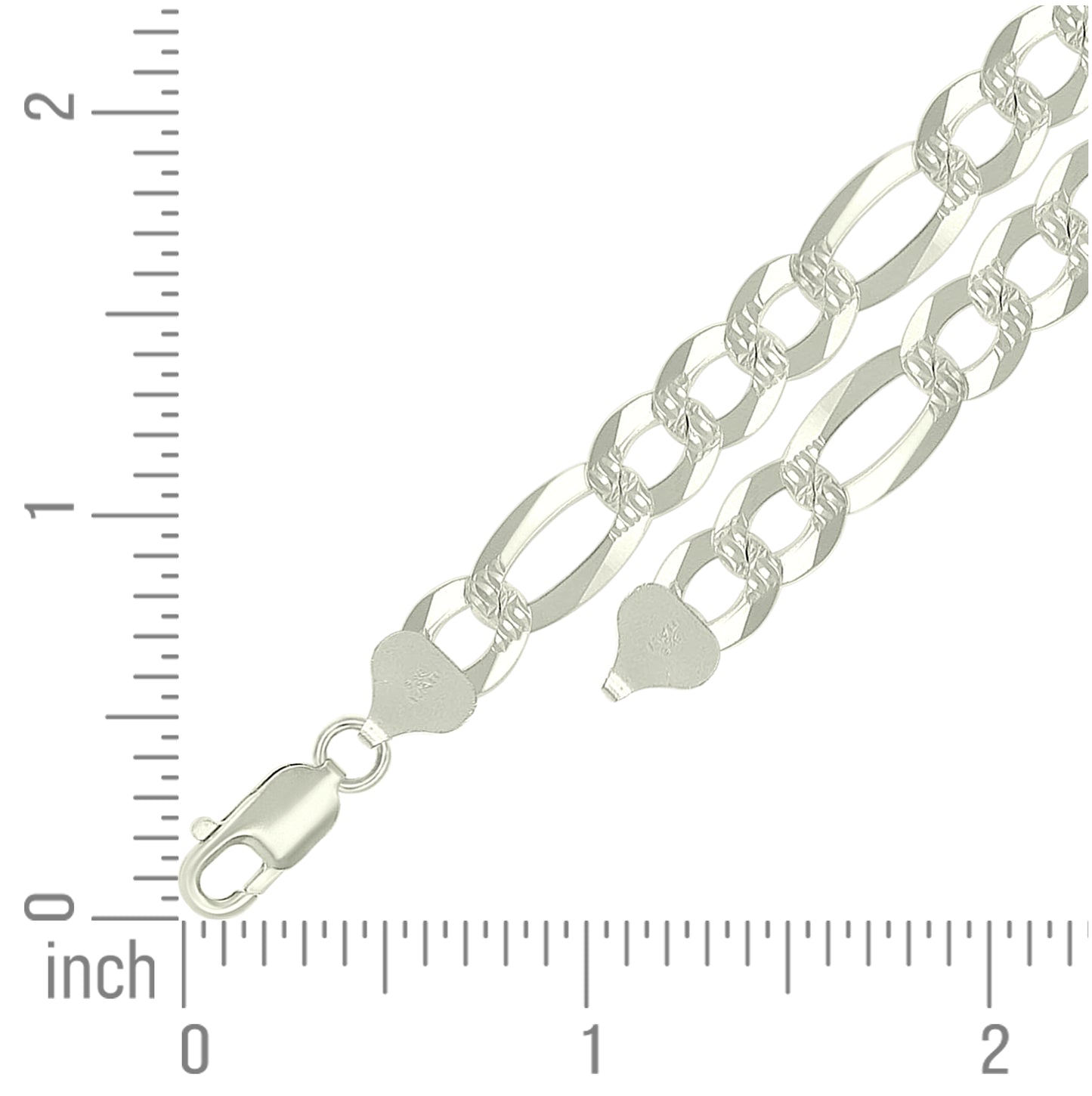 Sterling Silver Pave Super Flat Figaro Chain