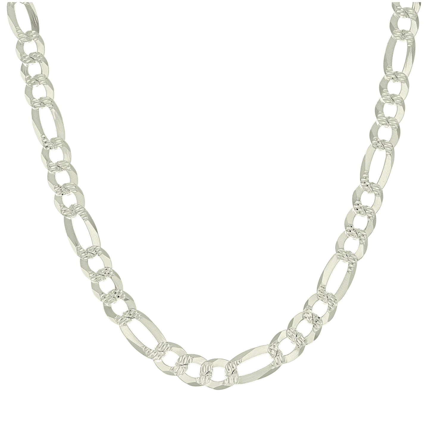 Sterling Silver Pave Super Flat Figaro Chain