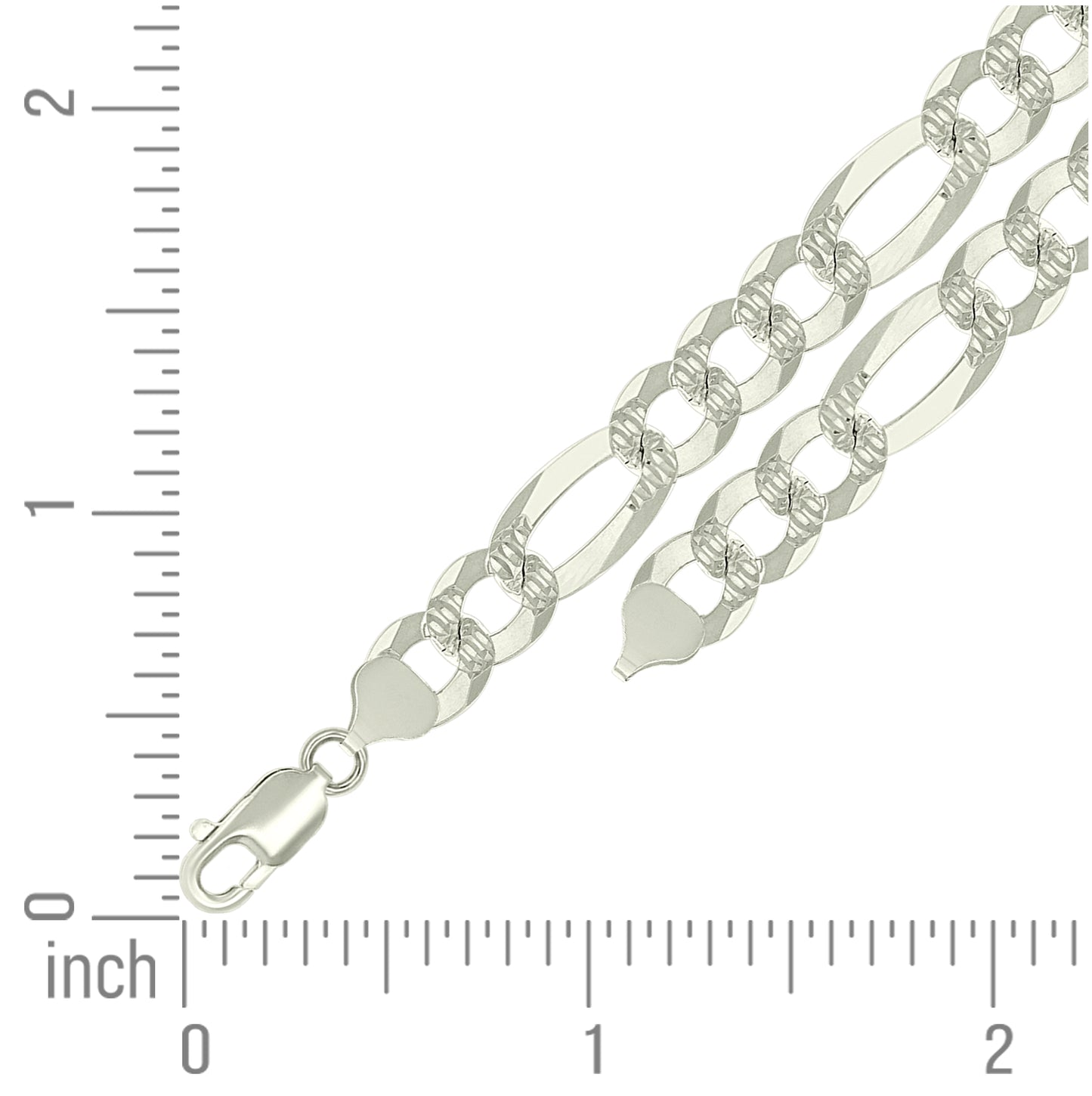 Sterling Silver Pave Super Flat Figaro Chain