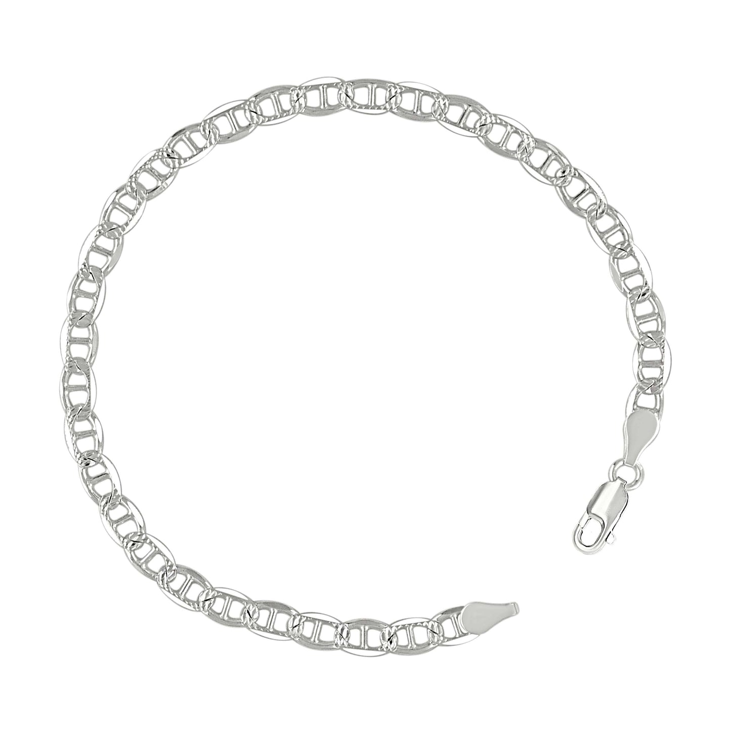 Sterling Silver Solid Classic Mariner Bracelet Silver