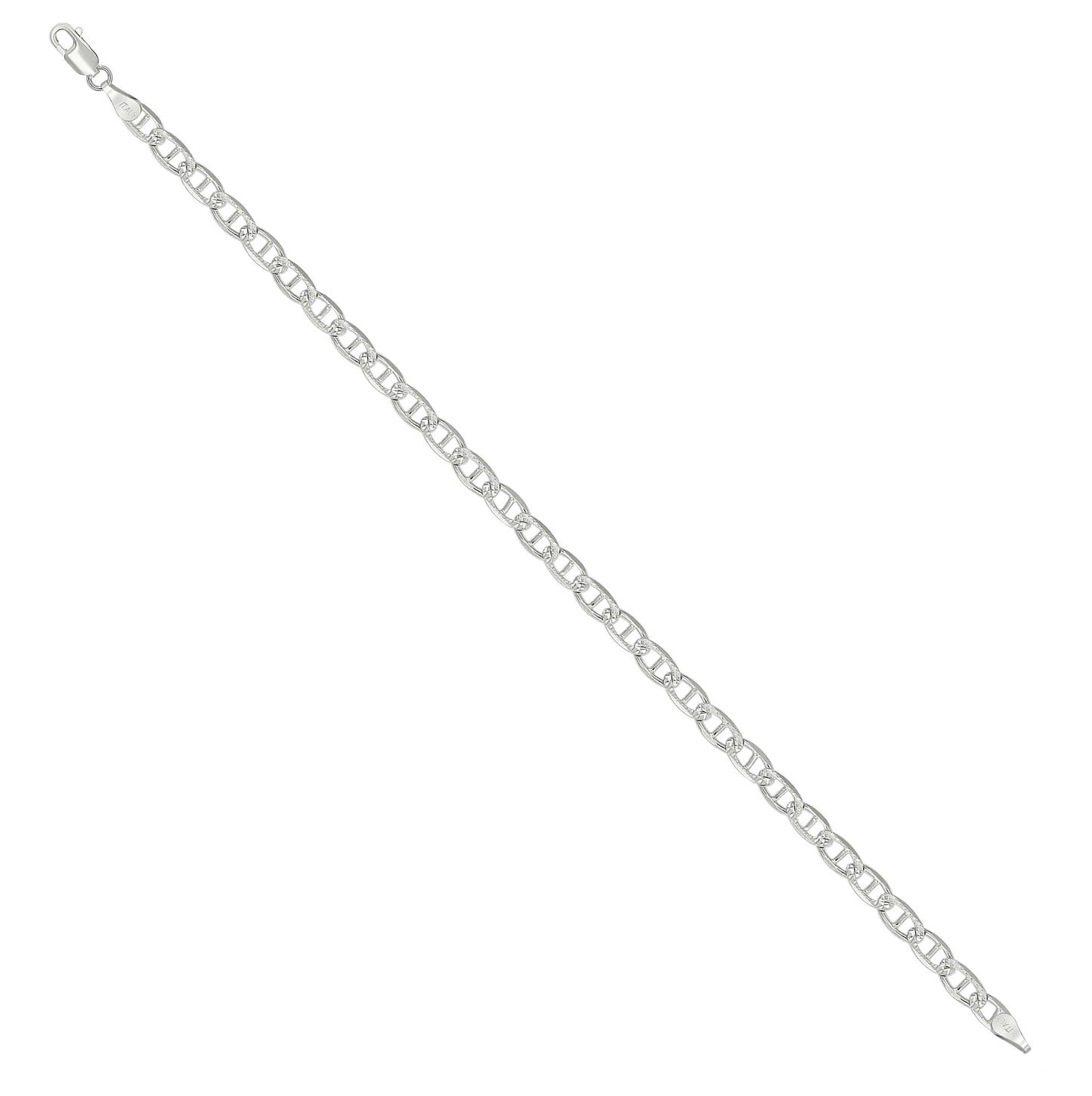 Sterling Silver Solid Classic Mariner Bracelet Silver