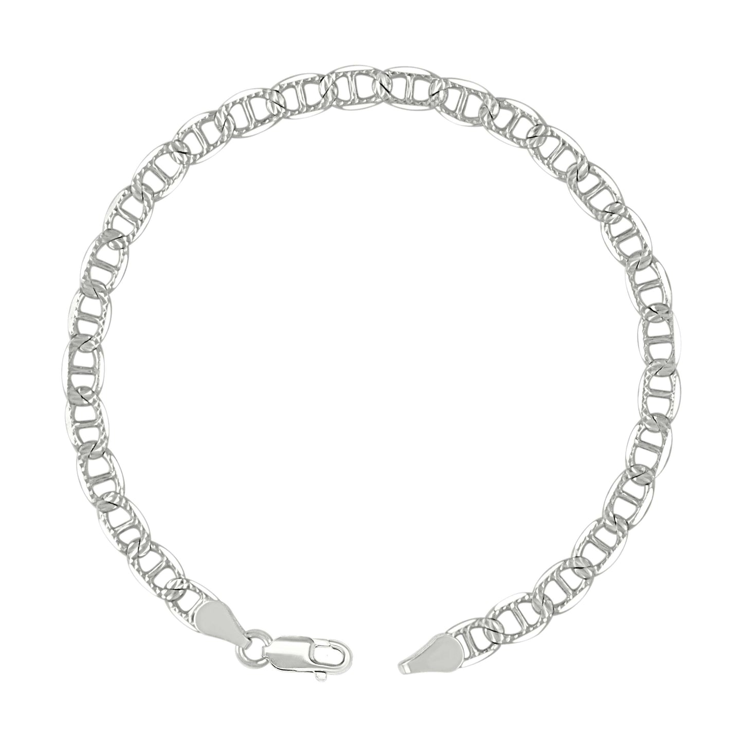 Sterling Silver Solid Classic Mariner Bracelet Silver