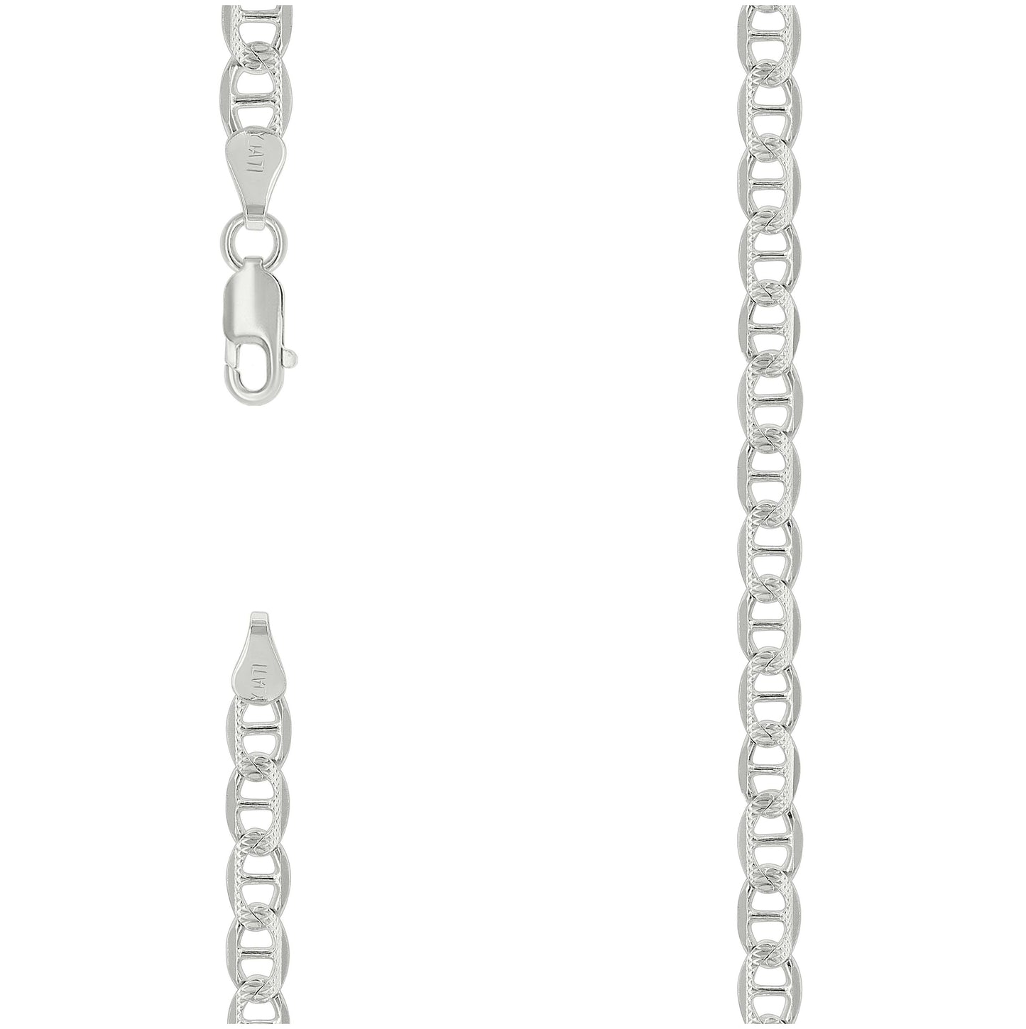 Sterling Silver Solid Classic Mariner Bracelet Silver