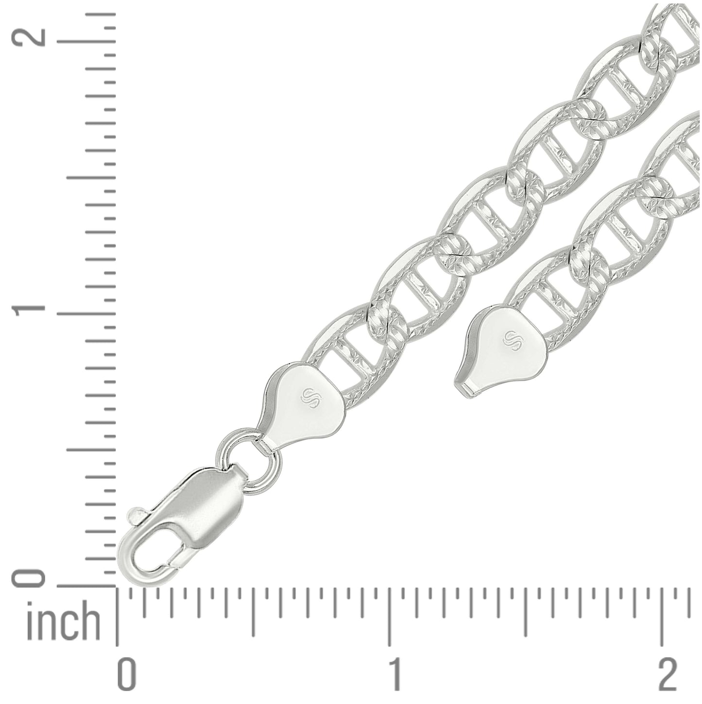 Sterling Silver Solid Classic Mariner Bracelet Silver