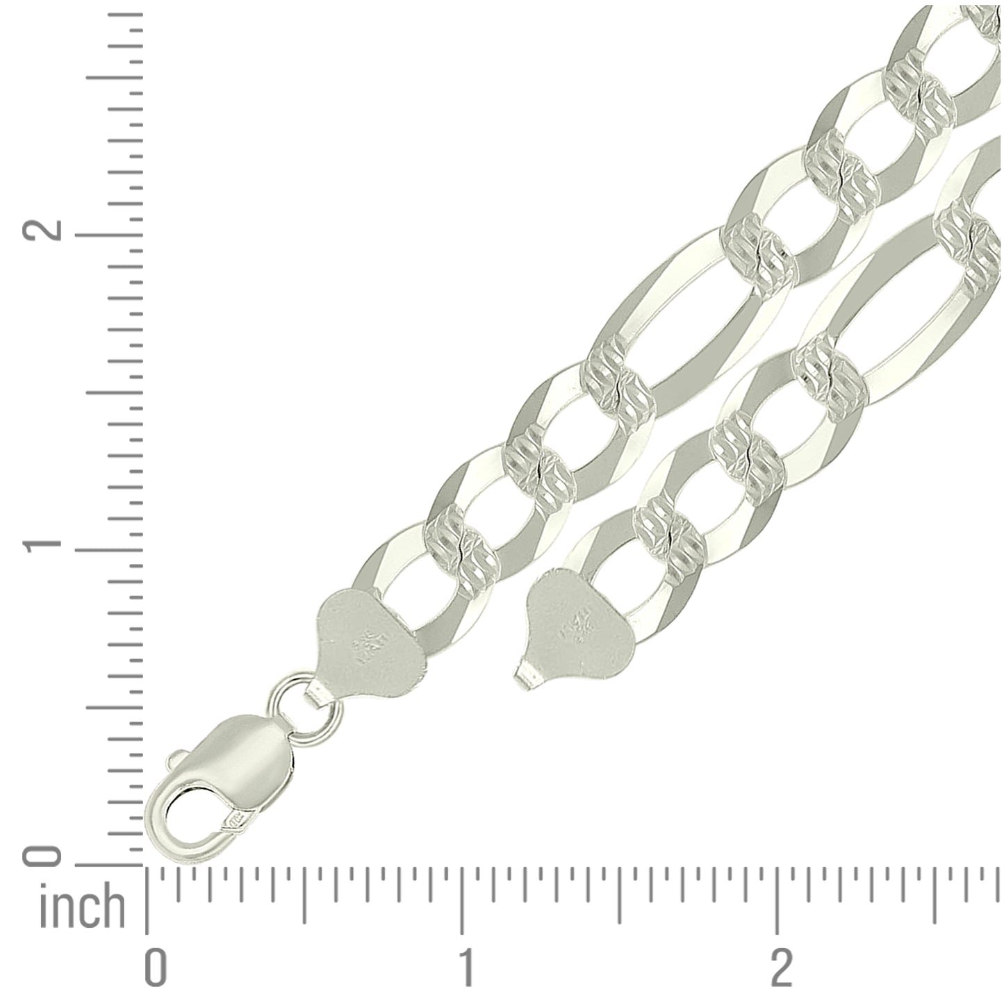 Sterling Silver Pave Super Flat Figaro Chain