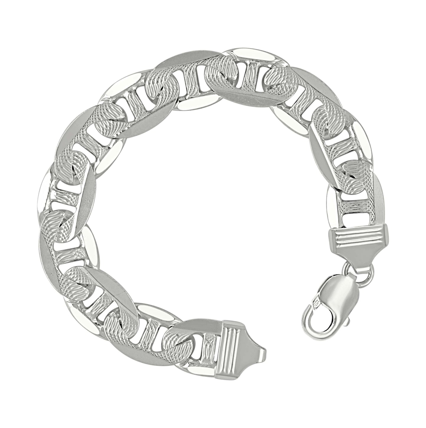 Sterling Silver Solid Classic Mariner Bracelet Silver