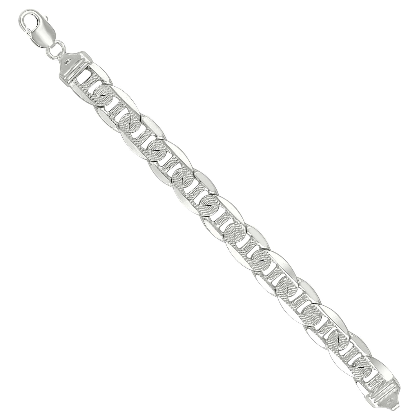 Sterling Silver Solid Classic Mariner Bracelet Silver