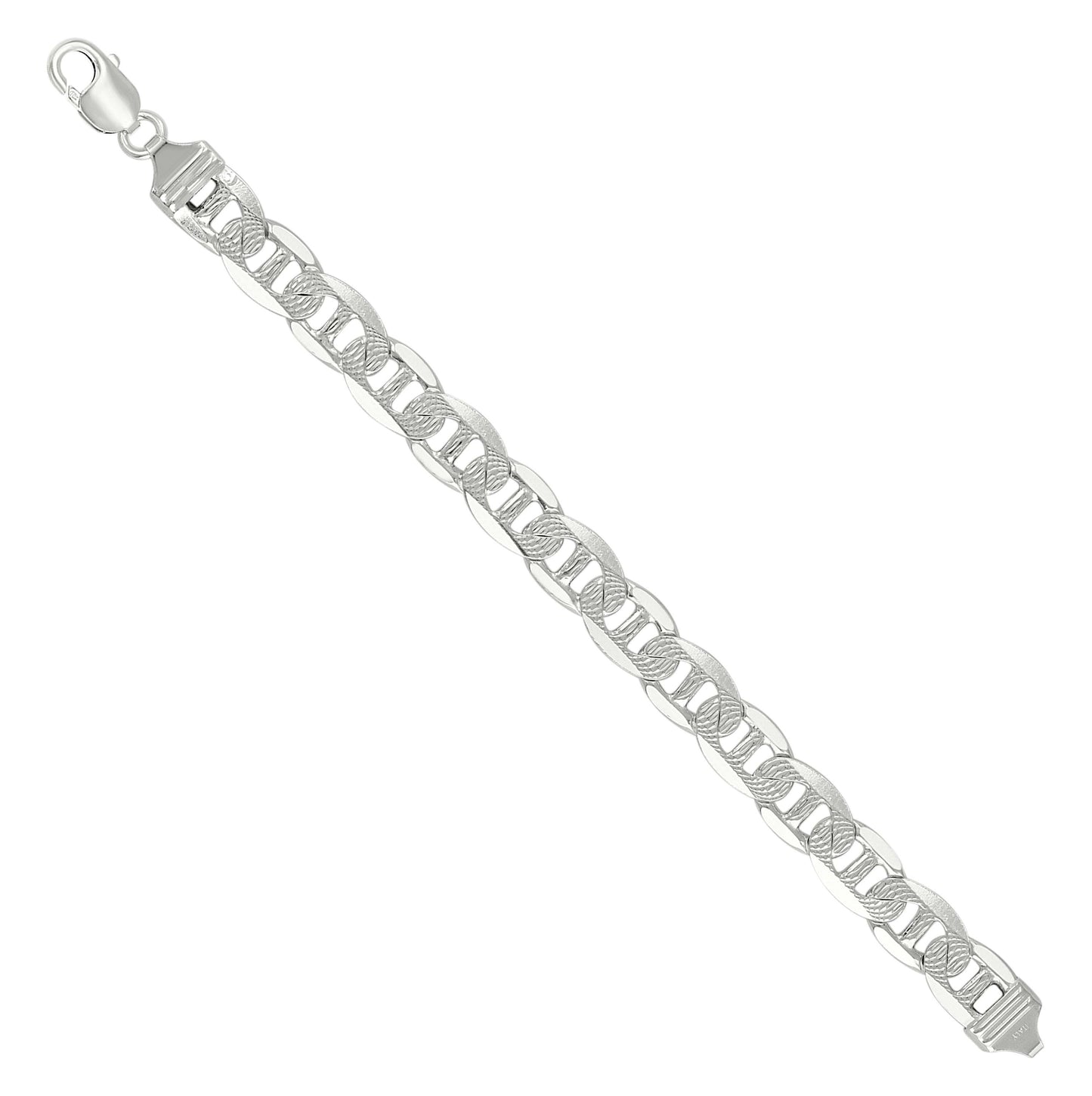 Sterling Silver Solid Classic Mariner Bracelet Silver