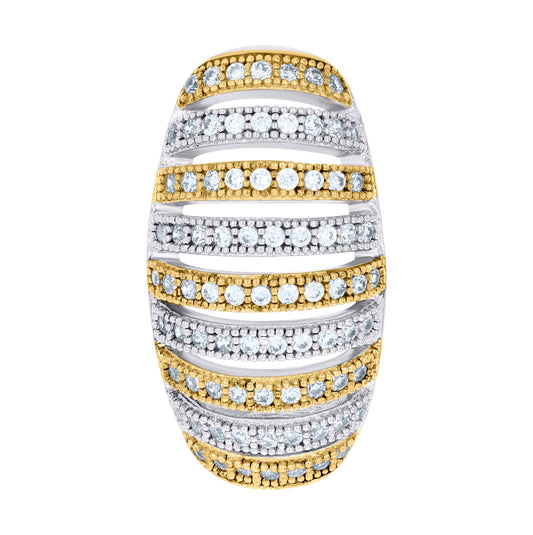 Sterling Silver Yellow-Tone Womens Cubic-Zirconia Fashion Charm Pendant