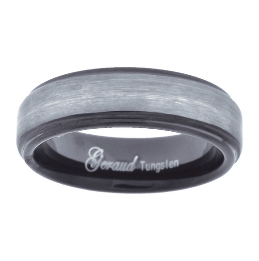 Tungsten Black & White Brushed Center Mens Comfort-fit 4mm Sizes 7 - 14 Bridal Anniversary Engagement Wedding Band