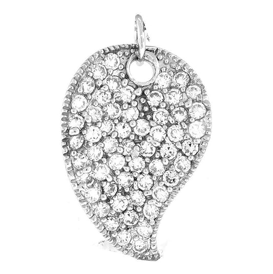 Sterling Silver Womens Cubic Zirconia Fashion Leaf Charm Pendant