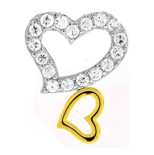 Sterling Silver Womens Cubic Zirconia Heart Charm Pendant
