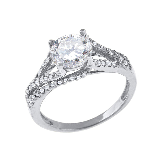 Sterling Silver Womens Cubic Zirconia Sizes 6 To 9 Round Center Stone Bridal Anniversary Engagement WeddingBand Ring