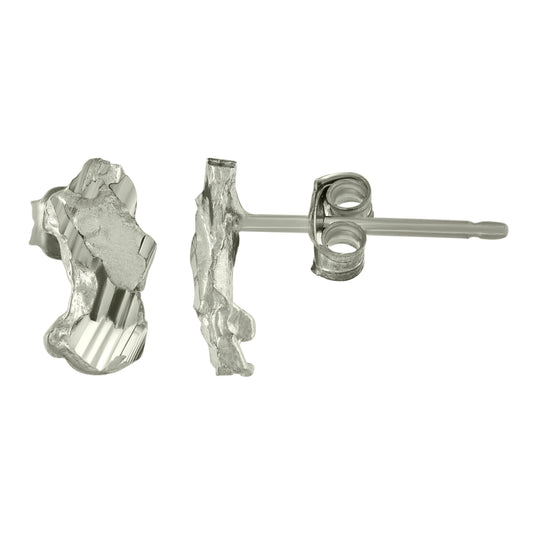 Sterling Silver Unisex Nugget Stud Earrings