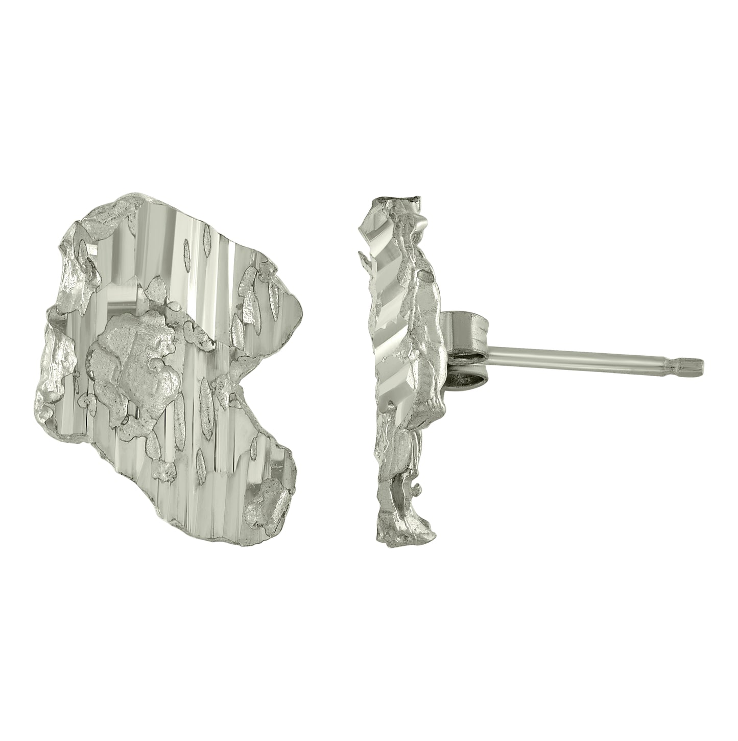 Sterling Silver Unisex Nugget Stud Earrings