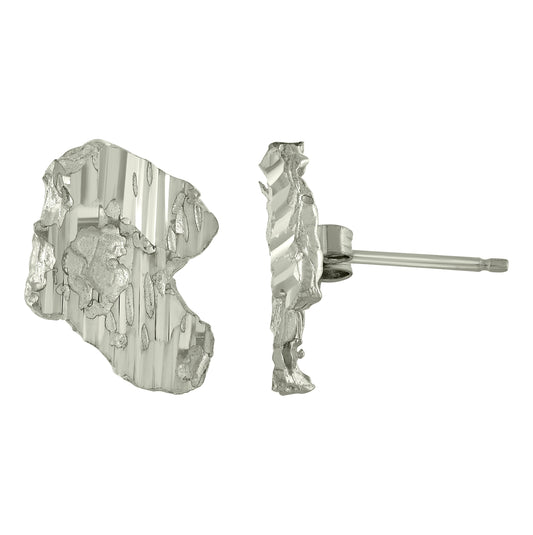 Sterling Silver Unisex Nugget Stud Earrings