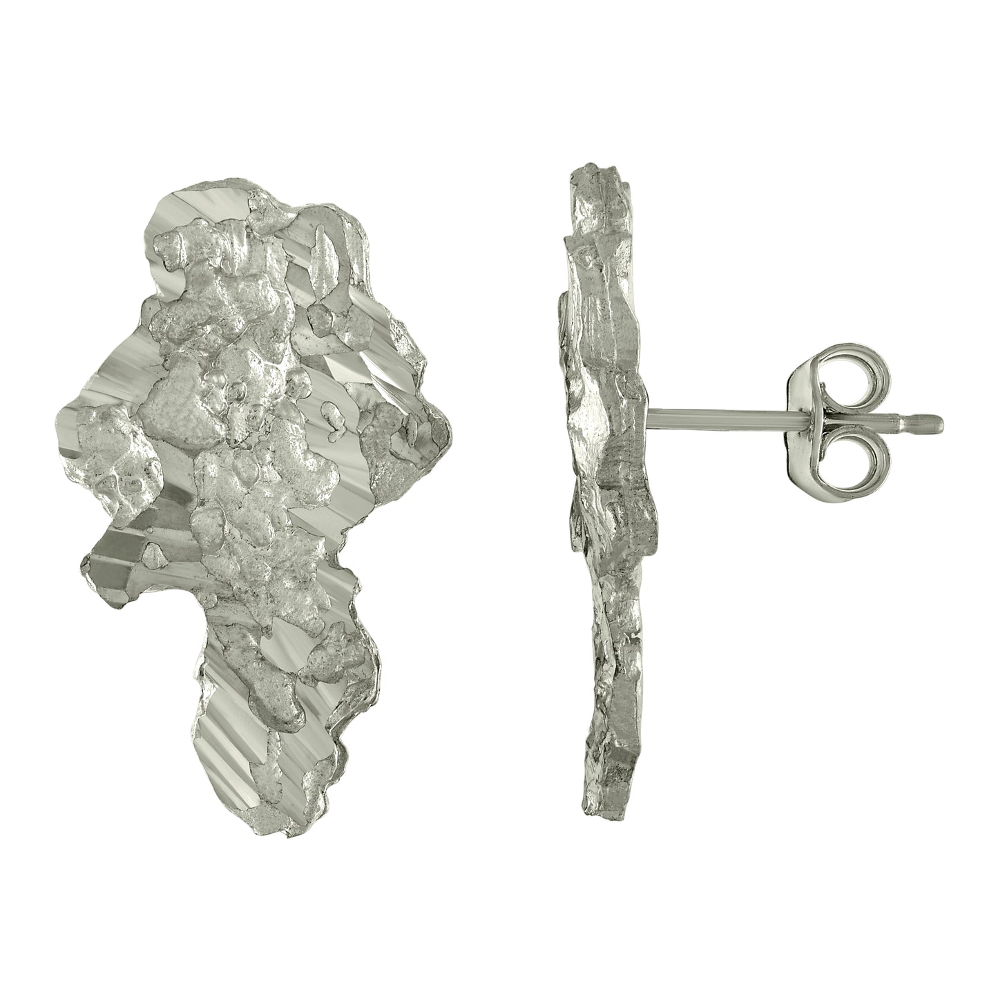 Sterling Silver Unisex Nugget Stud Earrings