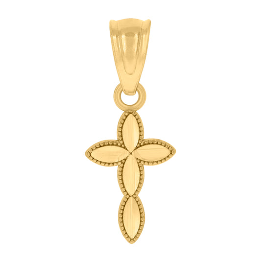 10K Yellow Gold Diamond-Cut Womens Cross Religious Charm Pendant