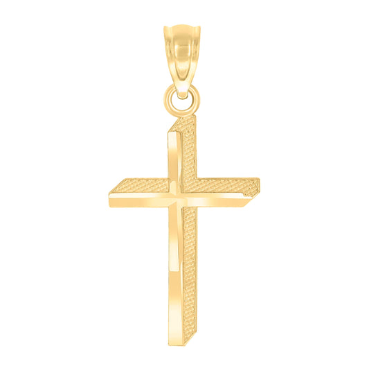 10K Yellow Gold Unisex Cross Religious Charm Pendant
