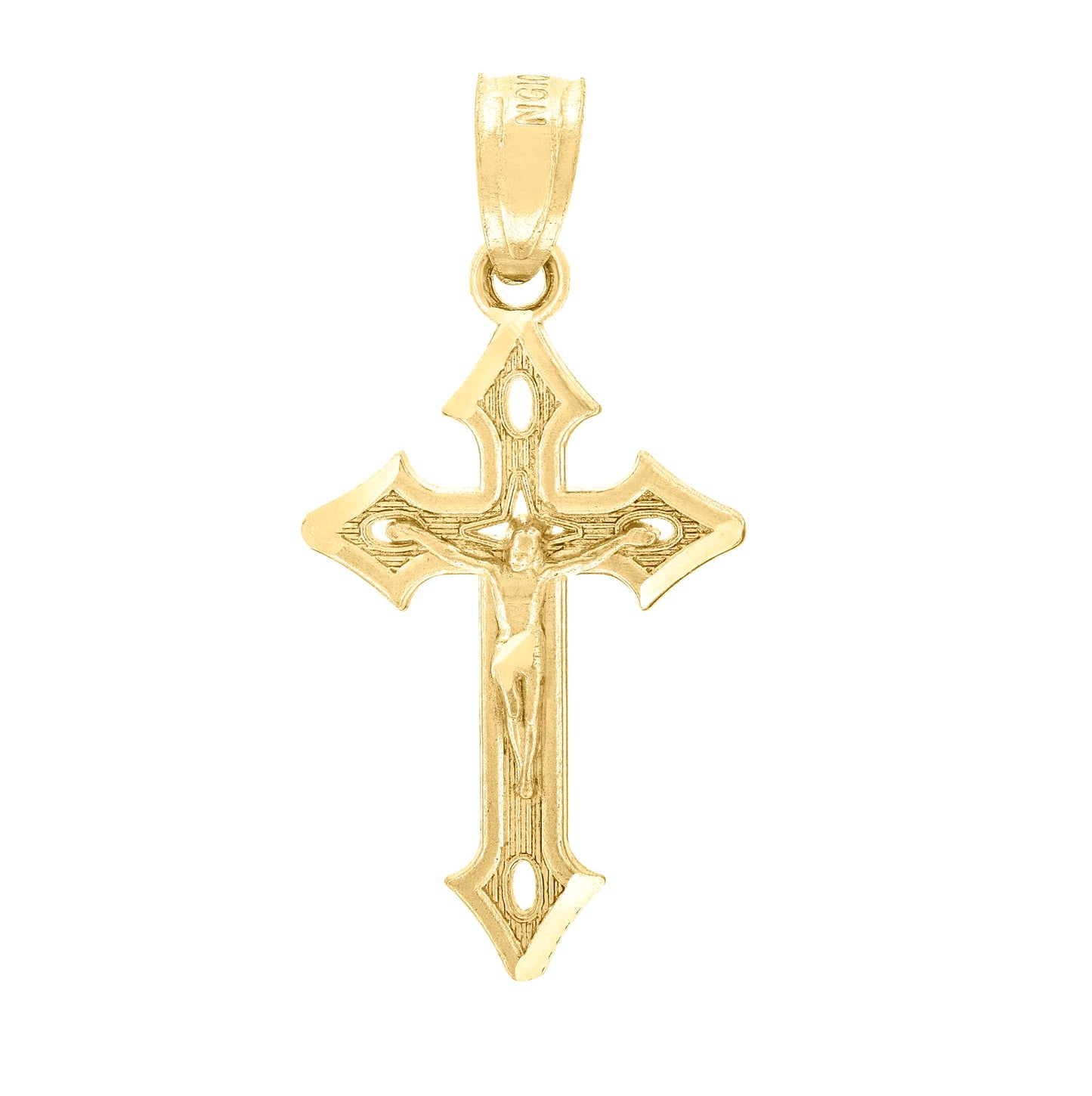 10K Yellow Gold Unisex Crucifix Cross Religious Charm Pendant