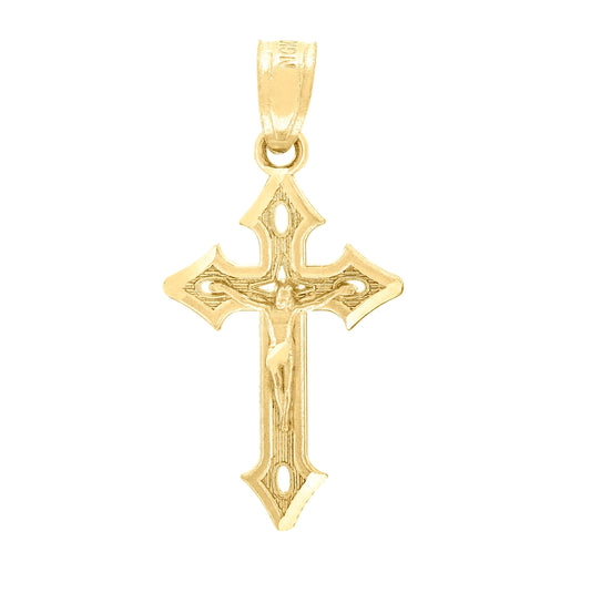 10K Yellow Gold Unisex Crucifix Cross Religious Charm Pendant