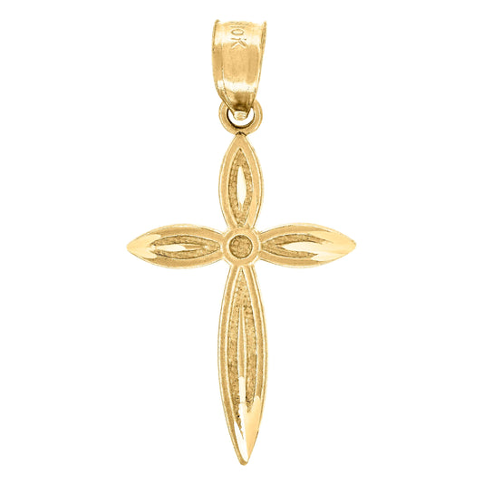 10K Yellow Gold Unisex Cross Religious Charm Pendant