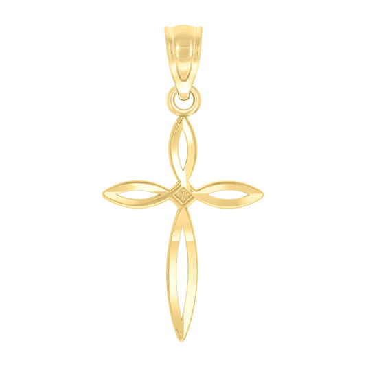 10K Yellow Gold Womens Cross Religious Charm Pendant