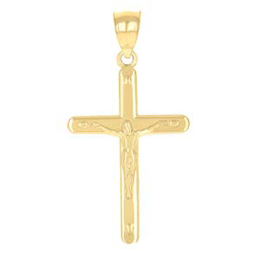 10K Yellow Gold Unisex Crucifix Cross Religious Charm Pendant