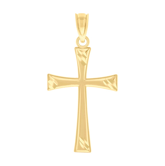 10K Yellow Gold Unisex Cross Religious Charm Pendant