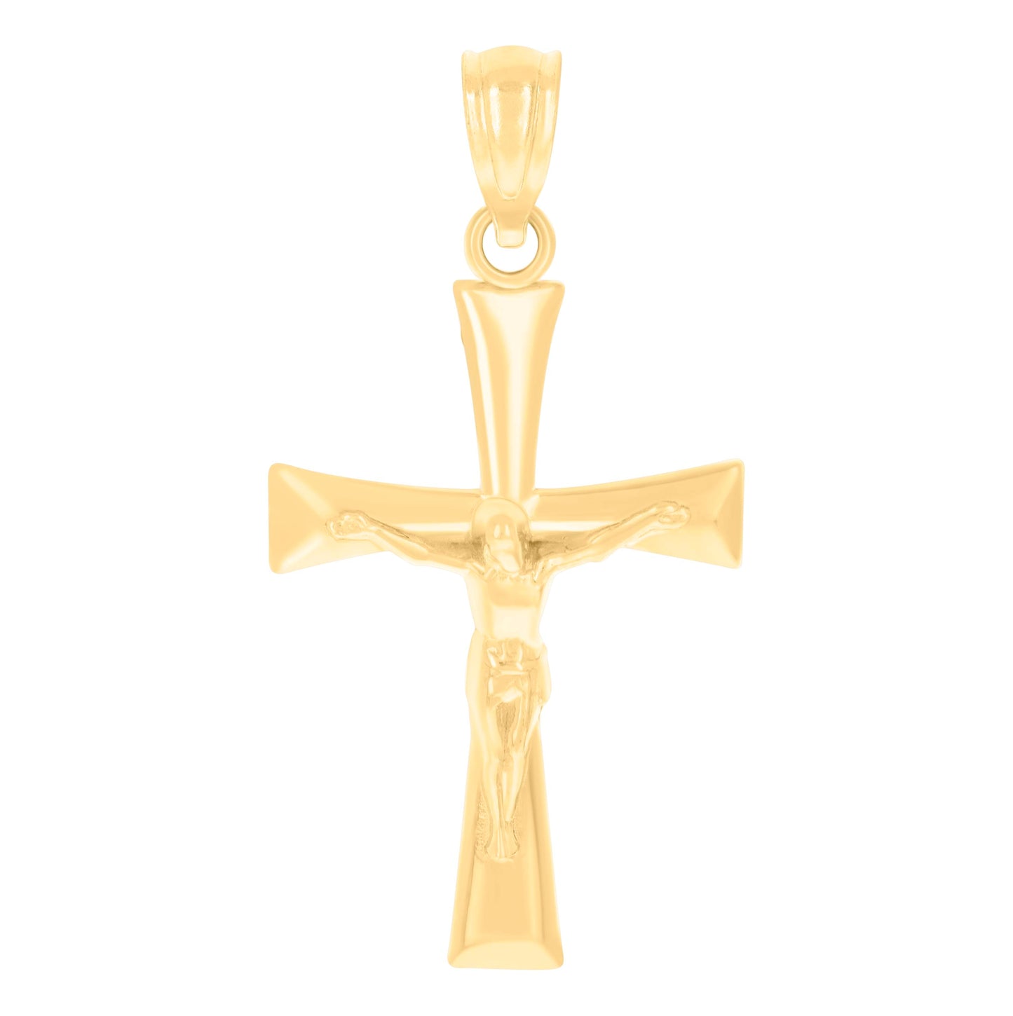 10K Yellow Gold Unisex Cross Crucifix Religious Charm Pendant